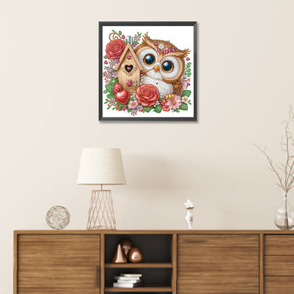 Rose Owl House - Special Shaped Drill Diamond Painting 30*30CM
