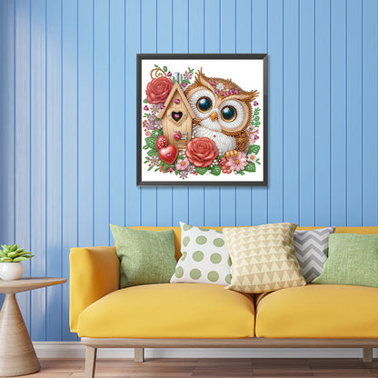 Rose Owl House - Special Shaped Drill Diamond Painting 30*30CM