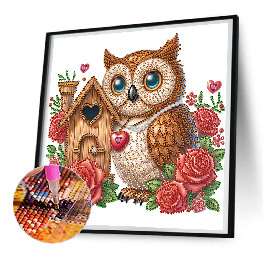 Rose Owl House - Special Shaped Drill Diamond Painting 30*30CM