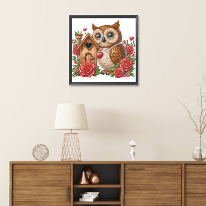 Rose Owl House - Special Shaped Drill Diamond Painting 30*30CM