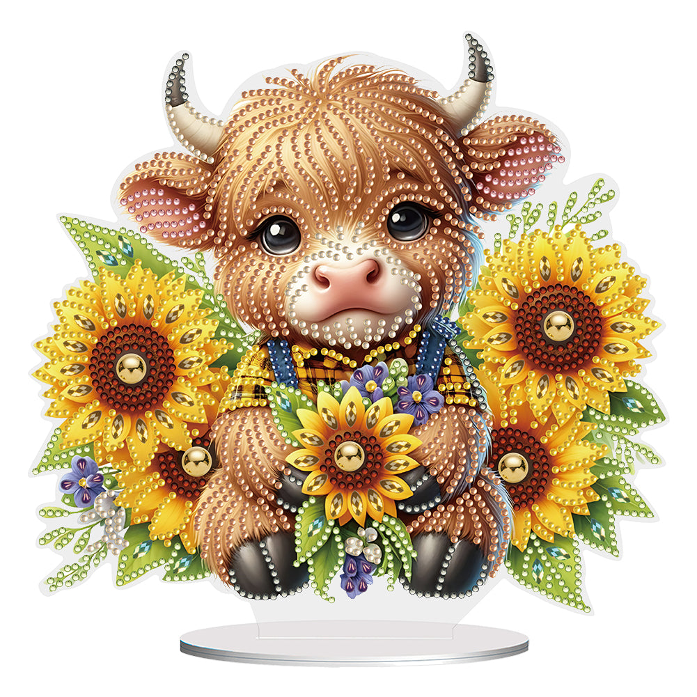 Special Shaped Yak Desktop Diamond Painting for Beginner Kids (Yak Sunflower)