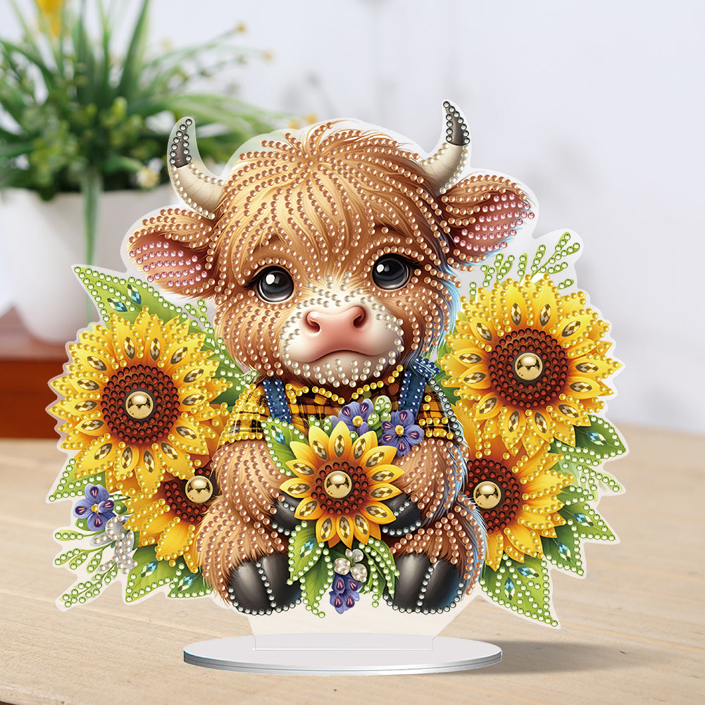 Special Shaped Yak Desktop Diamond Painting for Beginner Kids (Yak Sunflower)