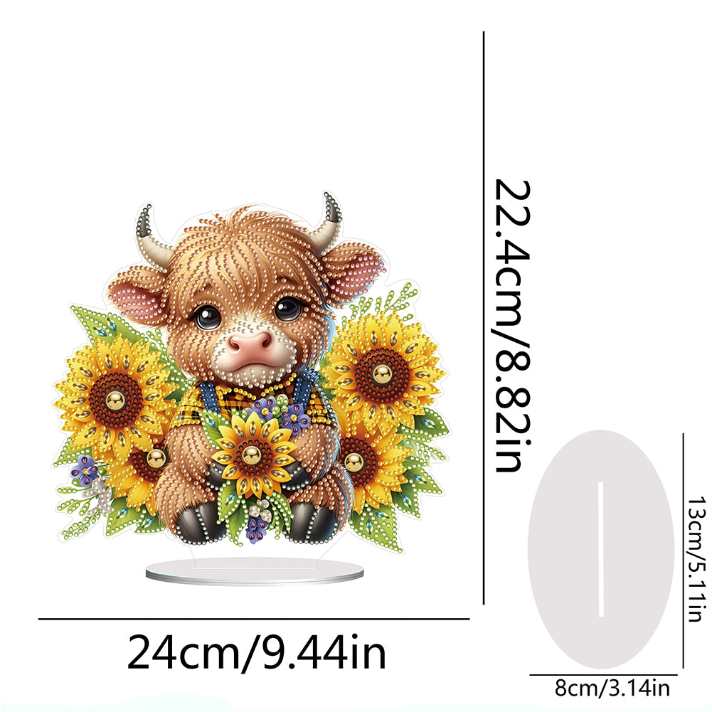 Special Shaped Yak Desktop Diamond Painting for Beginner Kids (Yak Sunflower)