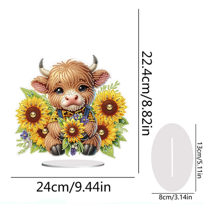 Special Shaped Yak Desktop Diamond Painting for Beginner Kids (Yak Sunflower)