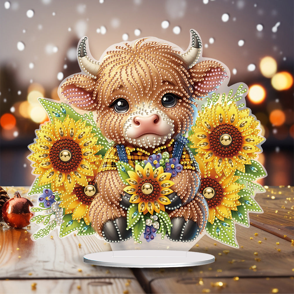 Special Shaped Yak Desktop Diamond Painting for Beginner Kids (Yak Sunflower)