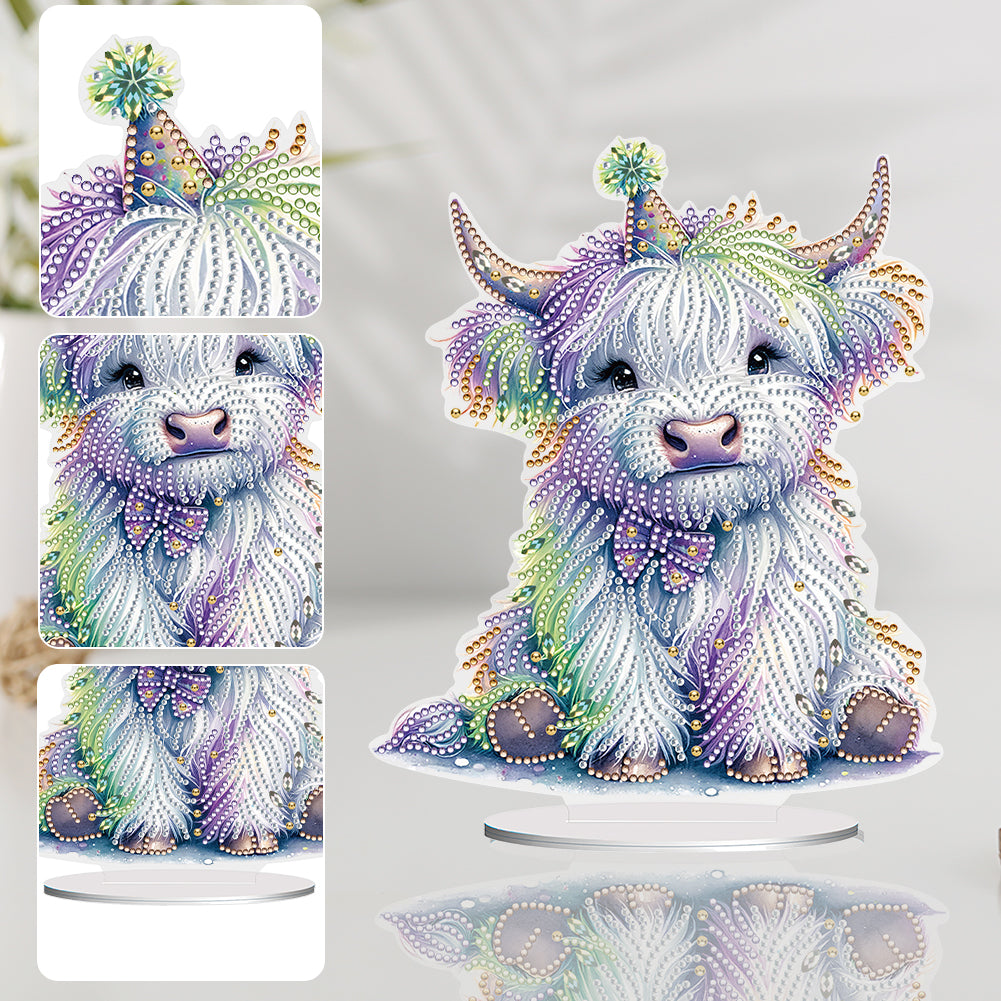 Special Shaped Yak Desktop Diamond Painting Gift for Beginner Kids (White Yak)