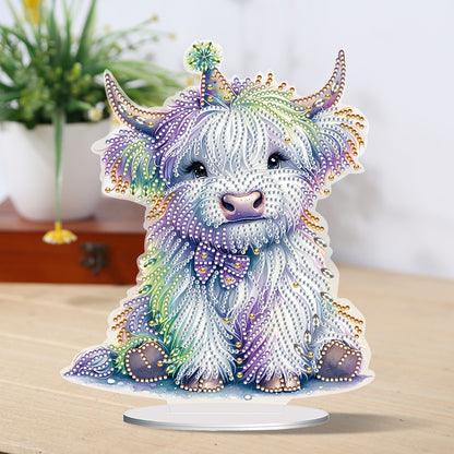 Special Shaped Yak Desktop Diamond Painting Gift for Beginner Kids (White Yak)