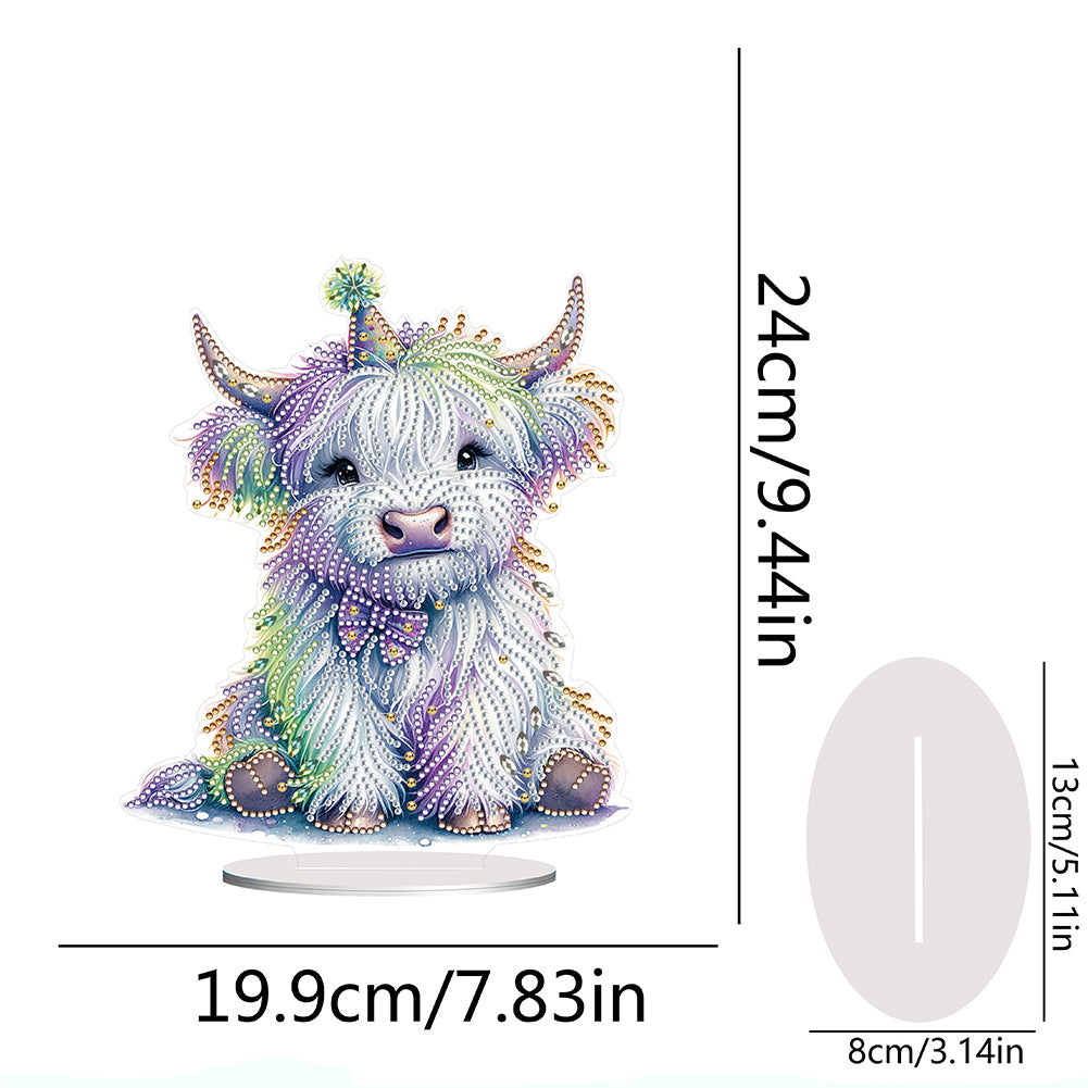 Special Shaped Yak Desktop Diamond Painting Gift for Beginner Kids (White Yak)