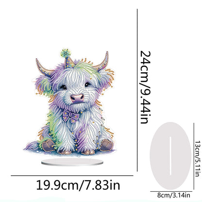 Special Shaped Yak Desktop Diamond Painting Gift for Beginner Kids (White Yak)