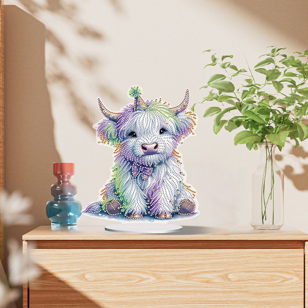 Special Shaped Yak Desktop Diamond Painting Gift for Beginner Kids (White Yak)