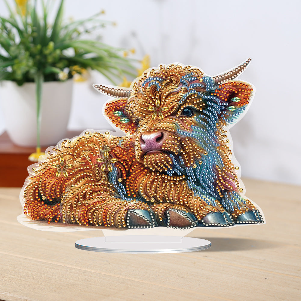 Special Shaped Yak Desktop Diamond Painting Gift for Beginner Kids (Brown Yak)