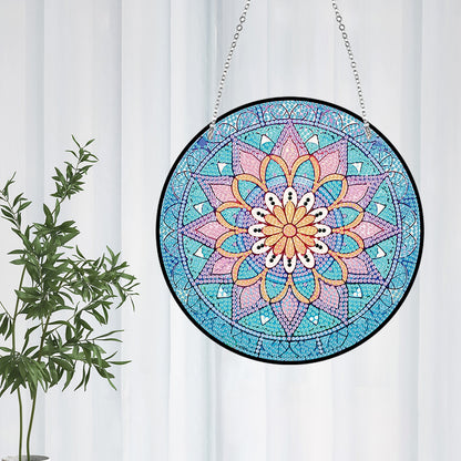 Acrylic Single-Sided Diamond Art Hanging Pendant Office Decor (Mandala Flower 1)