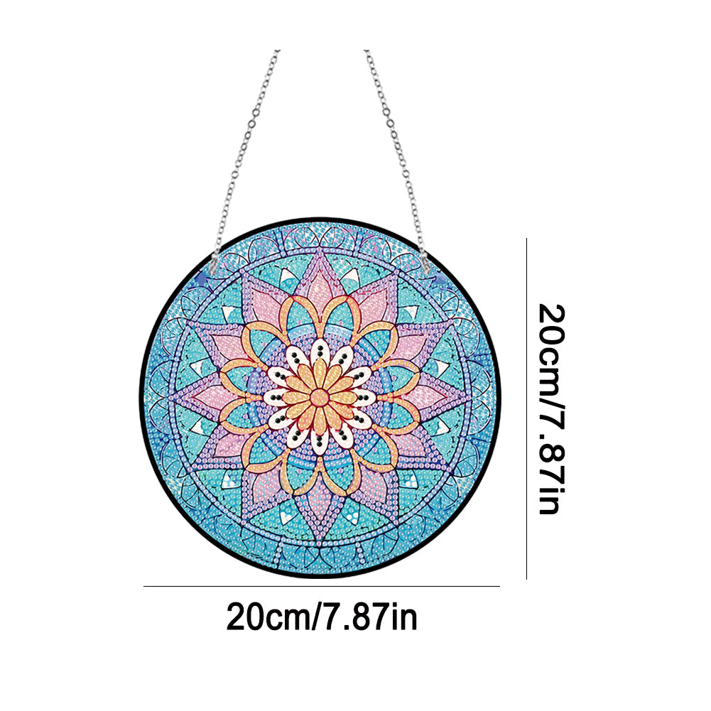 Acrylic Single-Sided Diamond Art Hanging Pendant Office Decor (Mandala Flower 1)