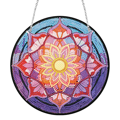 Acrylic Single-Sided Diamond Art Hanging Pendant Office Decor (Mandala Flower 3)