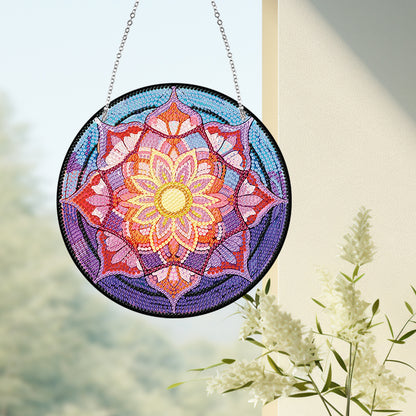 Acrylic Single-Sided Diamond Art Hanging Pendant Office Decor (Mandala Flower 3)