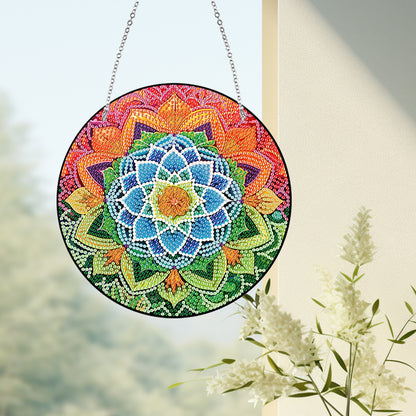 Acrylic Single-Sided Diamond Art Hanging Pendant Office Decor (Mandala Flower 4)