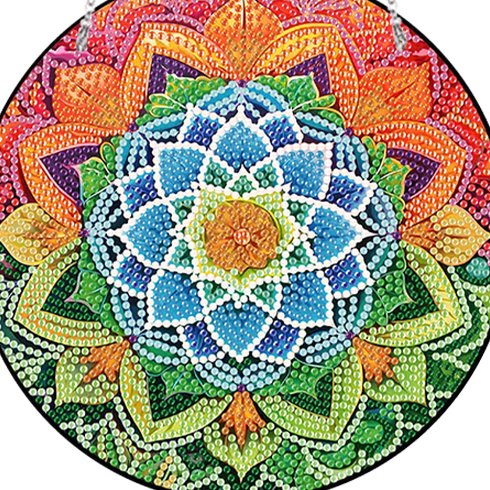 Acrylic Single-Sided Diamond Art Hanging Pendant Office Decor (Mandala Flower 4)