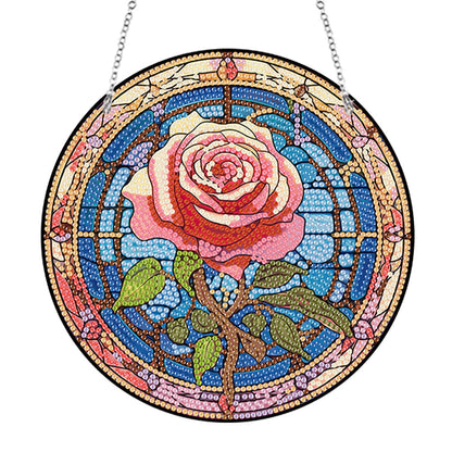 Acrylic Single-Sided Diamond Painting Hanging Pendant Office Decor (Roses)