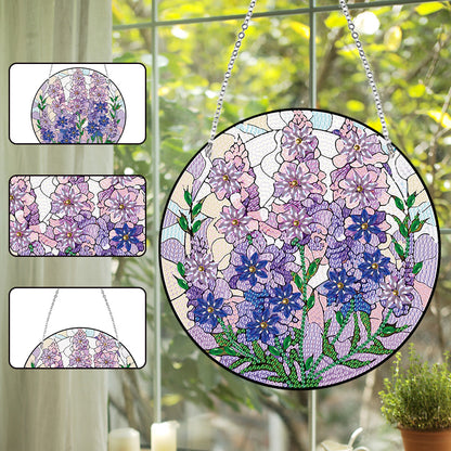 Acrylic Single-Side Diamond Painting Hanging Pendant Home Decor (Lupine Flower)