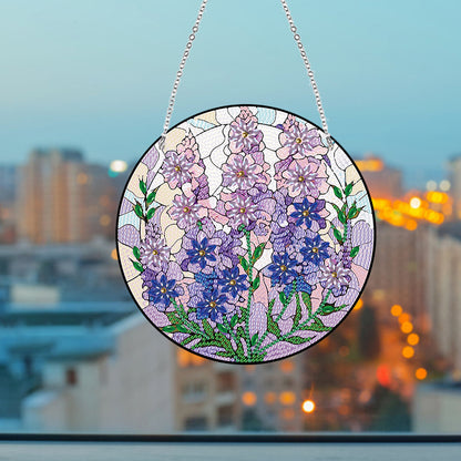 Acrylic Single-Side Diamond Painting Hanging Pendant Home Decor (Lupine Flower)