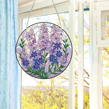 Acrylic Single-Side Diamond Painting Hanging Pendant Home Decor (Lupine Flower)