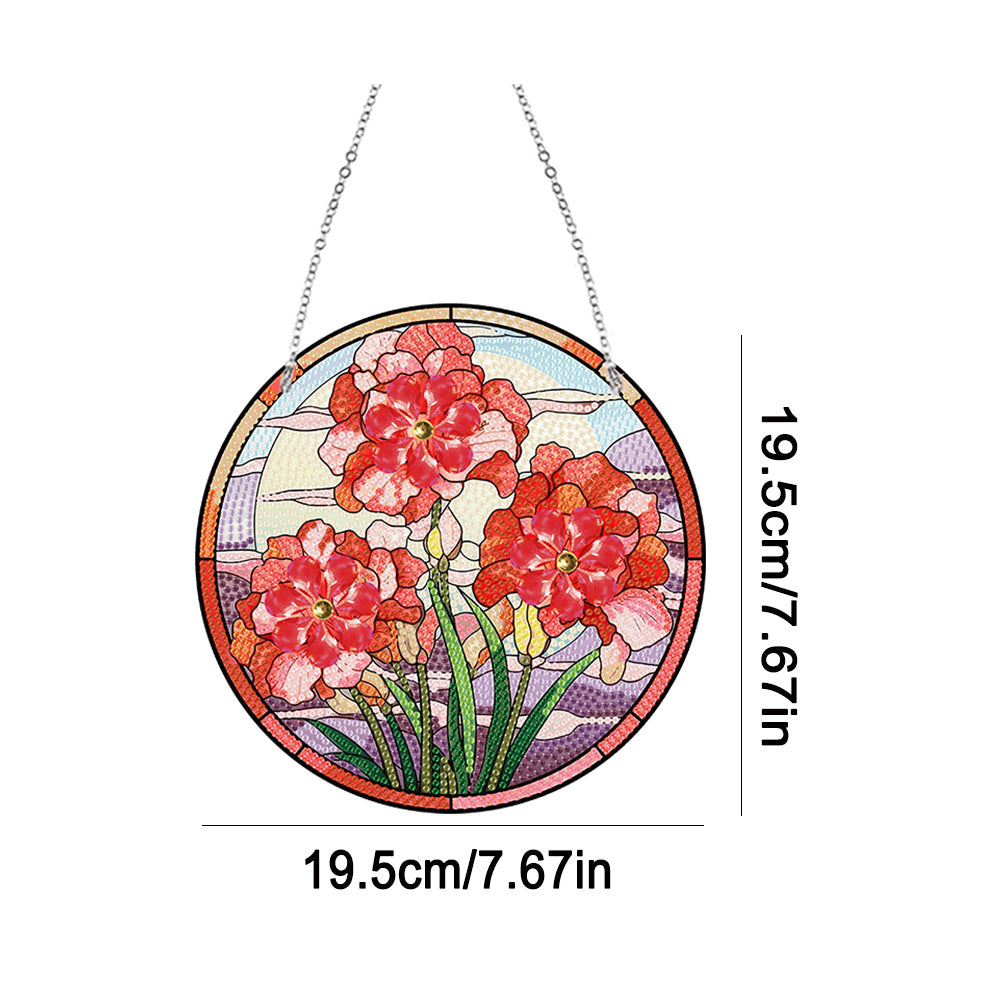 Acrylic Single-Sided Diamond Painting Hanging Pendant Office Decor (Safflower)