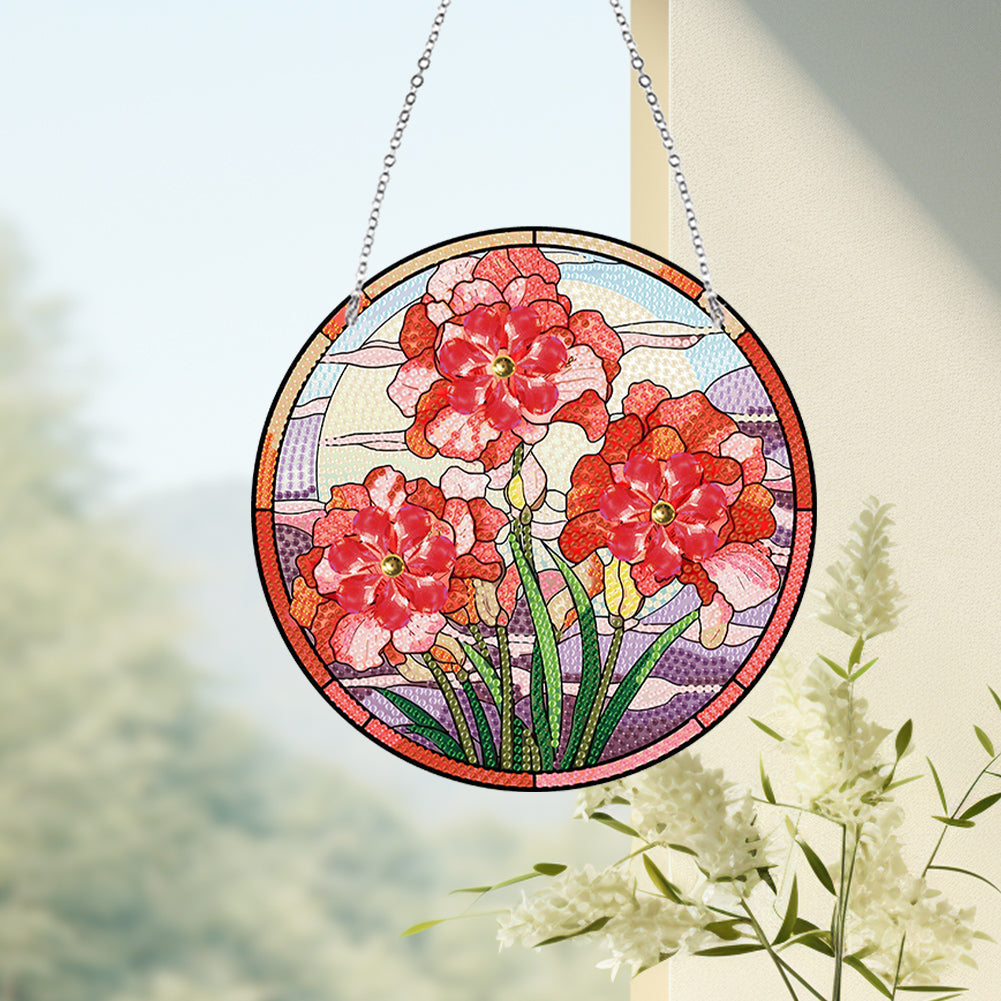 Acrylic Single-Sided Diamond Painting Hanging Pendant Office Decor (Safflower)