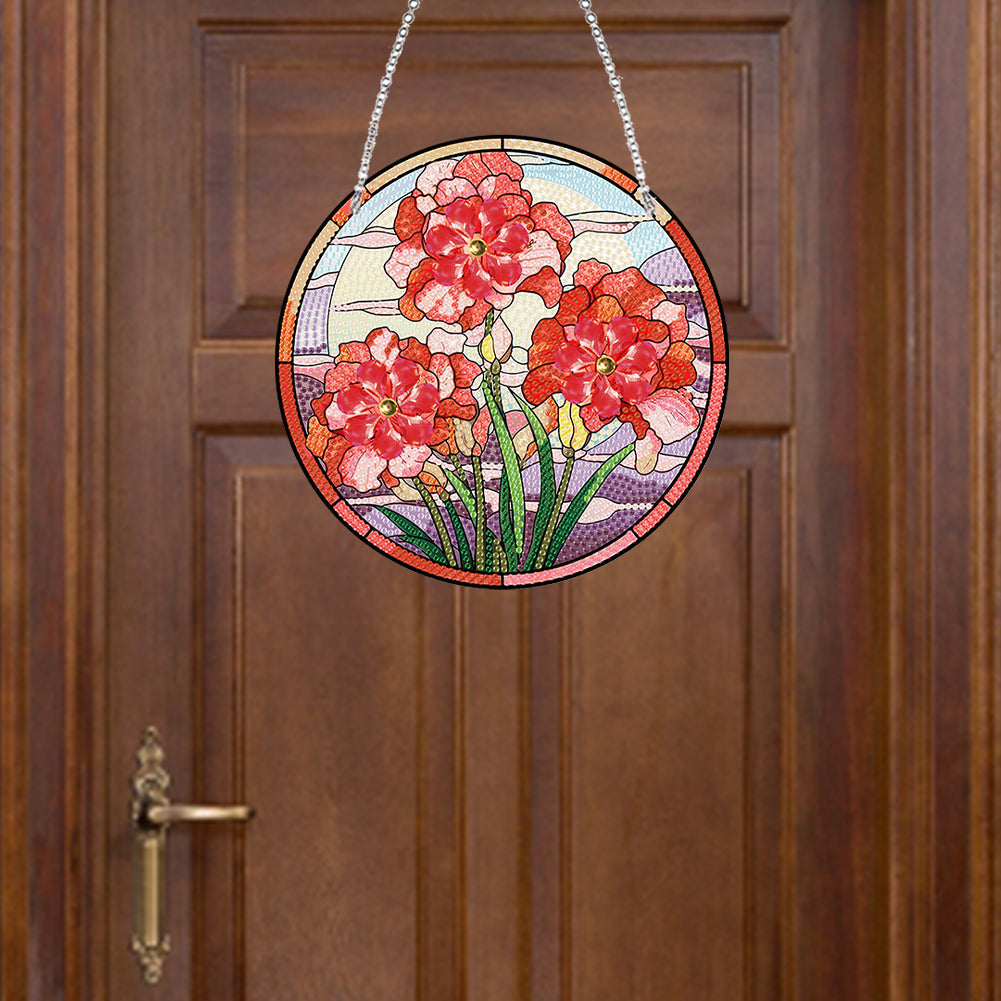 Acrylic Single-Sided Diamond Painting Hanging Pendant Office Decor (Safflower)