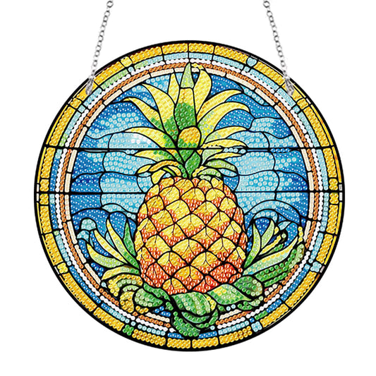 Acrylic Single-Sided Diamond Painting Hanging Pendant Office Decor (Pineapple)