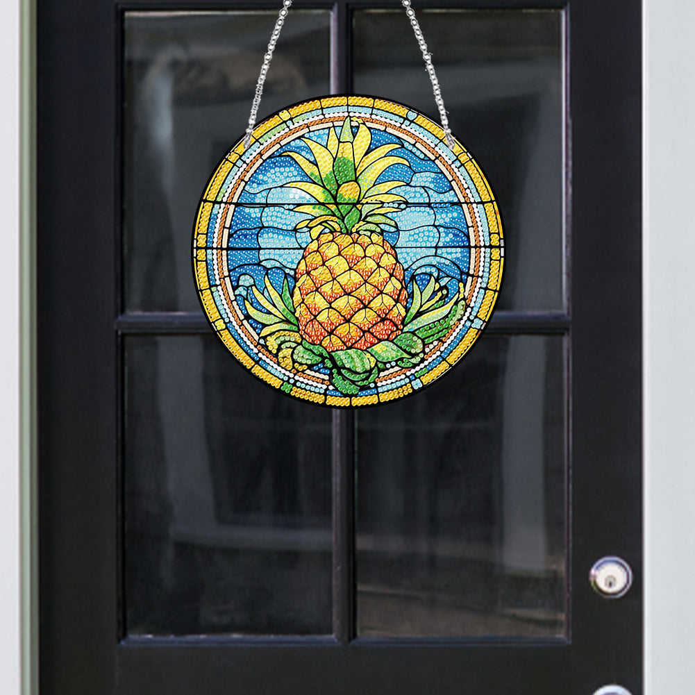 Acrylic Single-Sided Diamond Painting Hanging Pendant Office Decor (Pineapple)