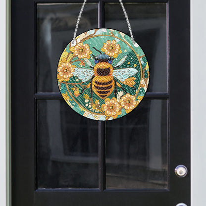 Acrylic Single-Sided Diamond Painting Hanging Pendant Home Decor (Flower Bees )