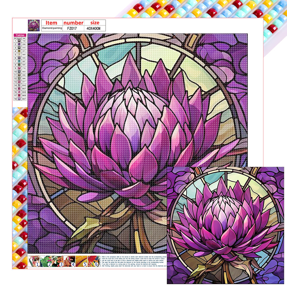 Glass Style Flowers - Full Square Drill Diamond Painting 40*40CM