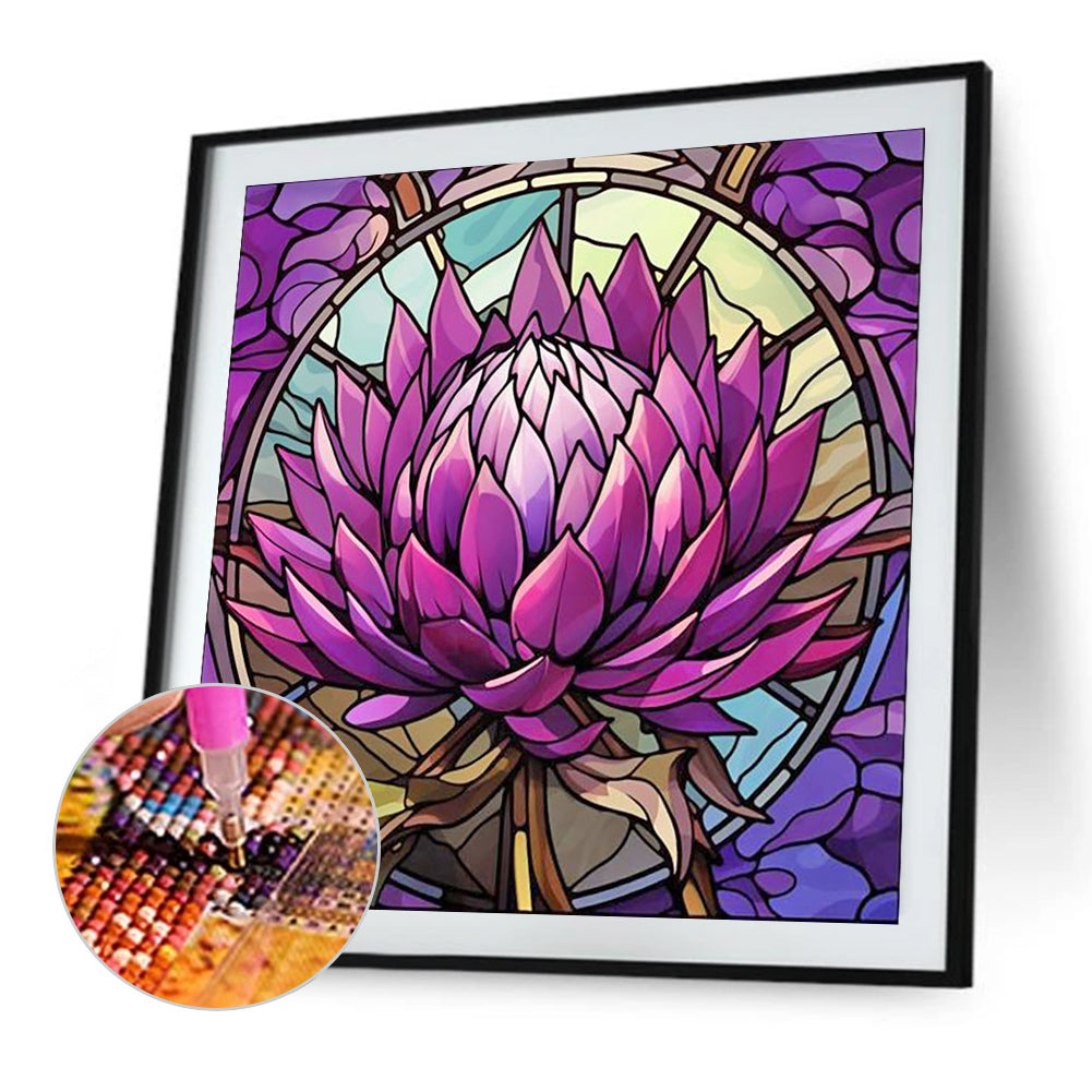 Glass Style Flowers - Full Square Drill Diamond Painting 40*40CM