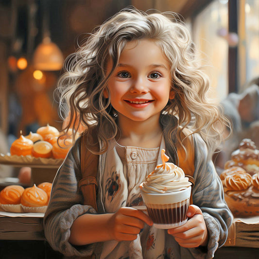 Cake Little Girl - Full Round Drill Diamond Painting 40*40CM