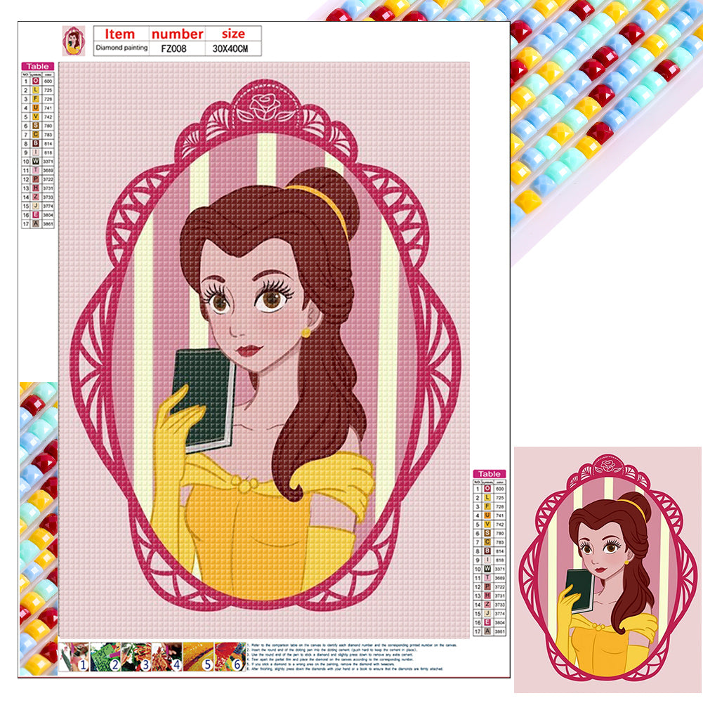 Disney Princess-Princess Belle - Full Square Drill Diamond Painting 30*40CM