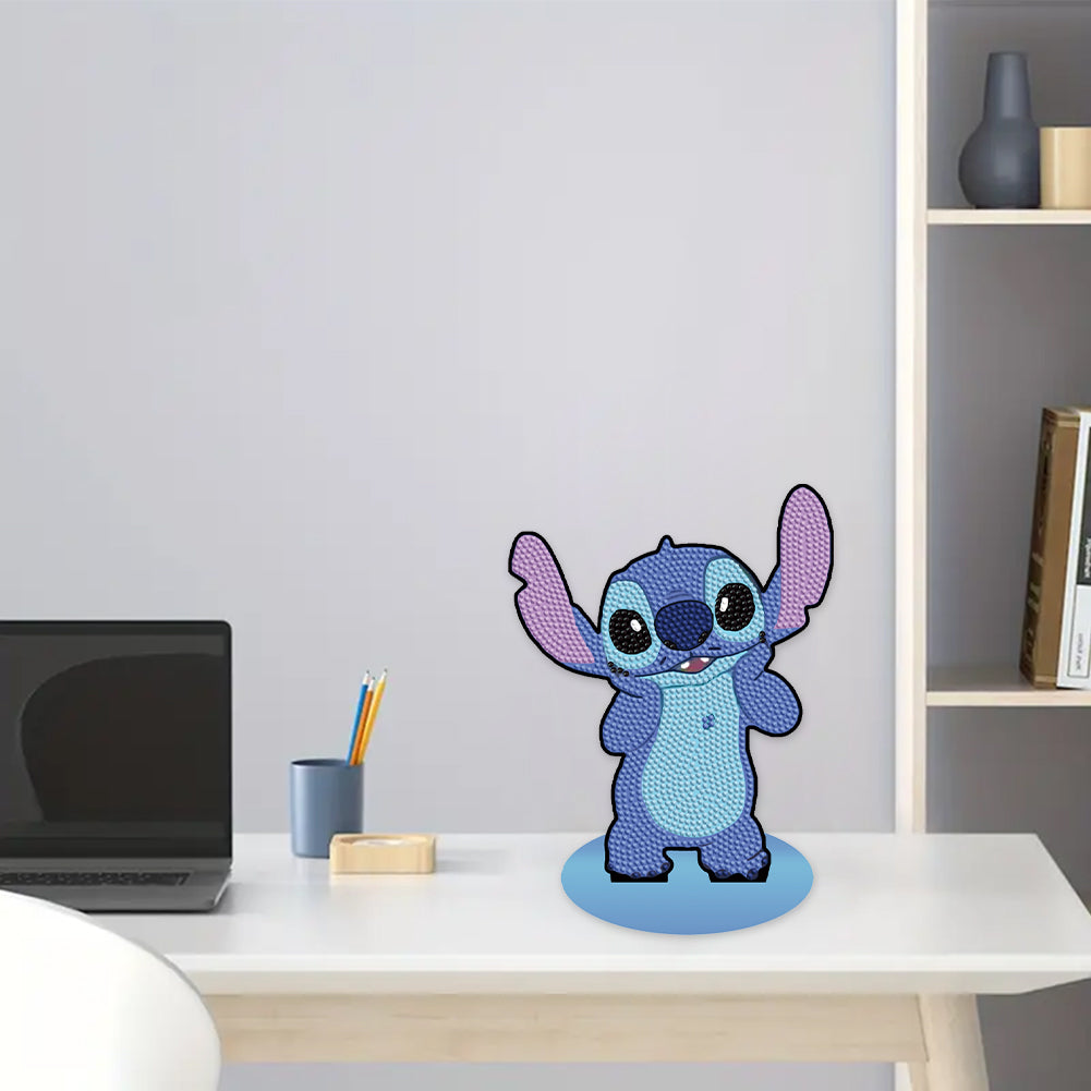 Special Shaped Wooden Stitch Desktop Diamond Painting Art for Home Decor (Blue)