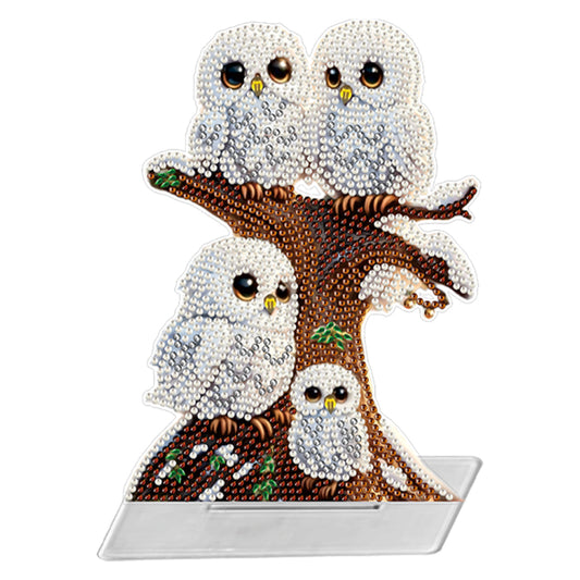 Special Shape Desktop Diamond Painting Art Kit Home Office Decor (Owl Family)