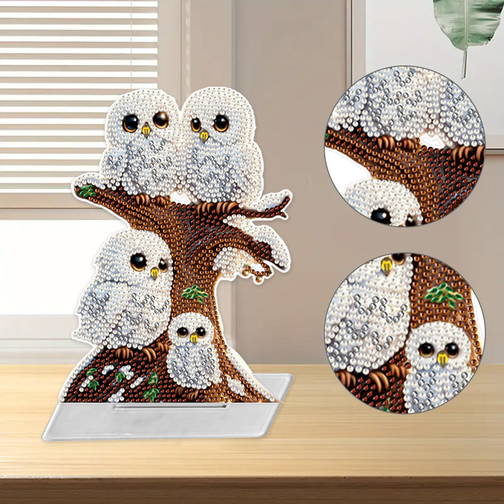 Special Shape Desktop Diamond Painting Art Kit Home Office Decor (Owl Family)