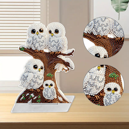 Special Shape Desktop Diamond Painting Art Kit Home Office Decor (Owl Family)