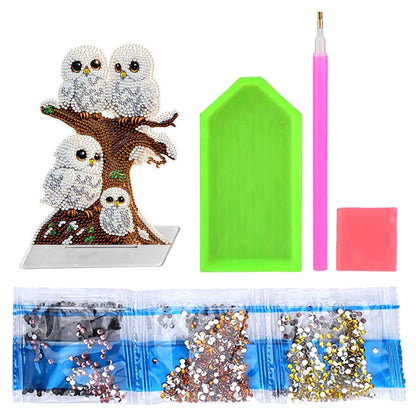 Special Shape Desktop Diamond Painting Art Kit Home Office Decor (Owl Family)