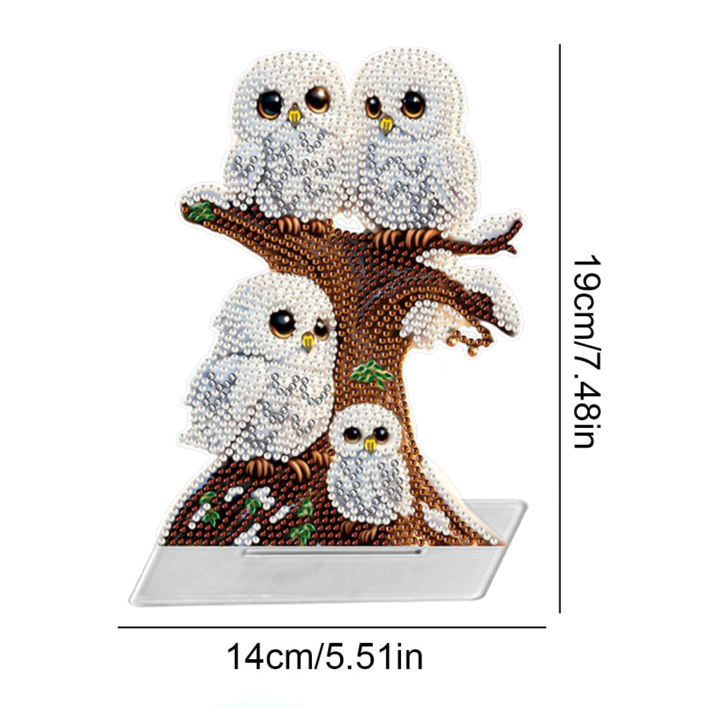 Special Shape Desktop Diamond Painting Art Kit Home Office Decor (Owl Family)