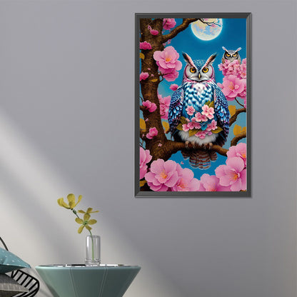 Owl On Flower Branch - Full AB Round Drill Diamond Painting 40*60CM