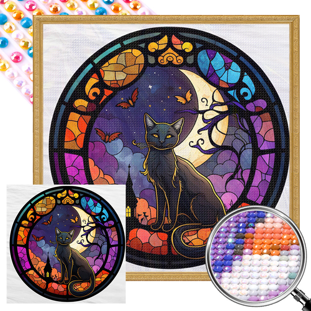 Glass Painting Style Kitten - Full AB Round Drill Diamond Painting 40*40CM