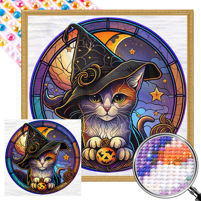 Glass Painting Style Kitten - Full AB Round Drill Diamond Painting 40*40CM