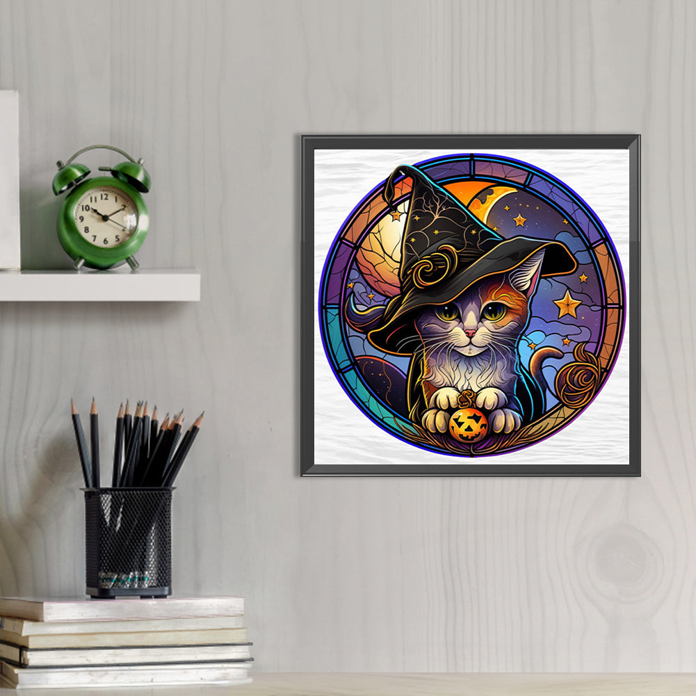 Glass Painting Style Kitten - Full AB Round Drill Diamond Painting 40*40CM