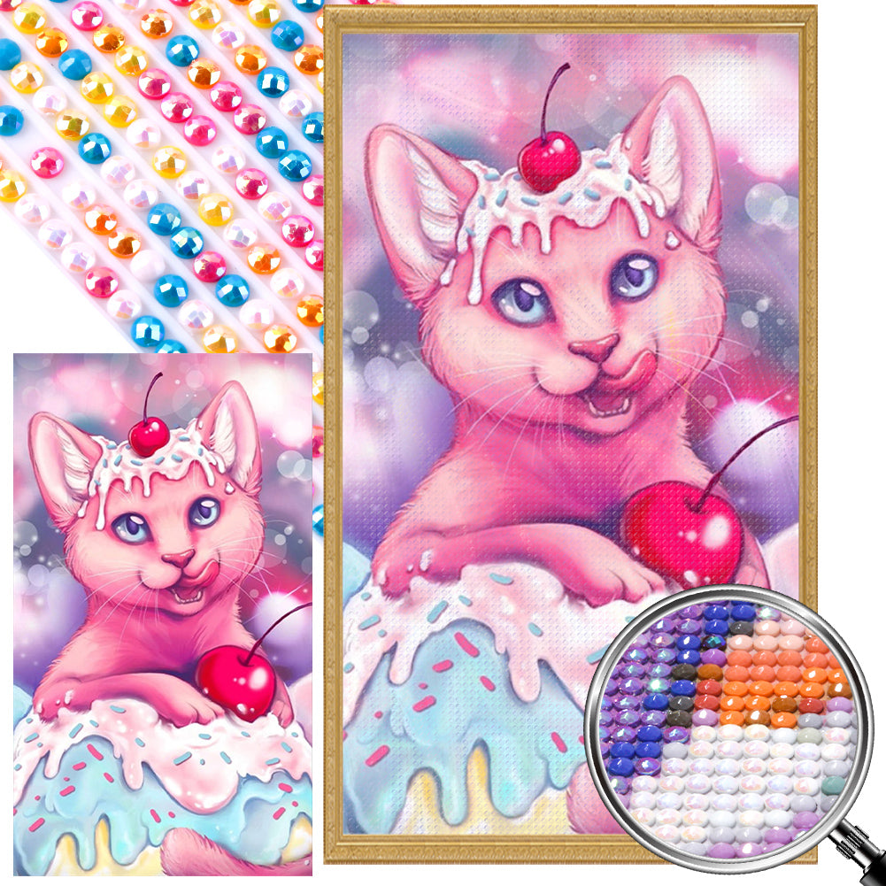 Cake Kitten - Full AB Round Drill Diamond Painting 40*70CM