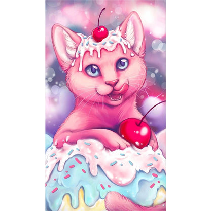 Cake Kitten - Full AB Round Drill Diamond Painting 40*70CM