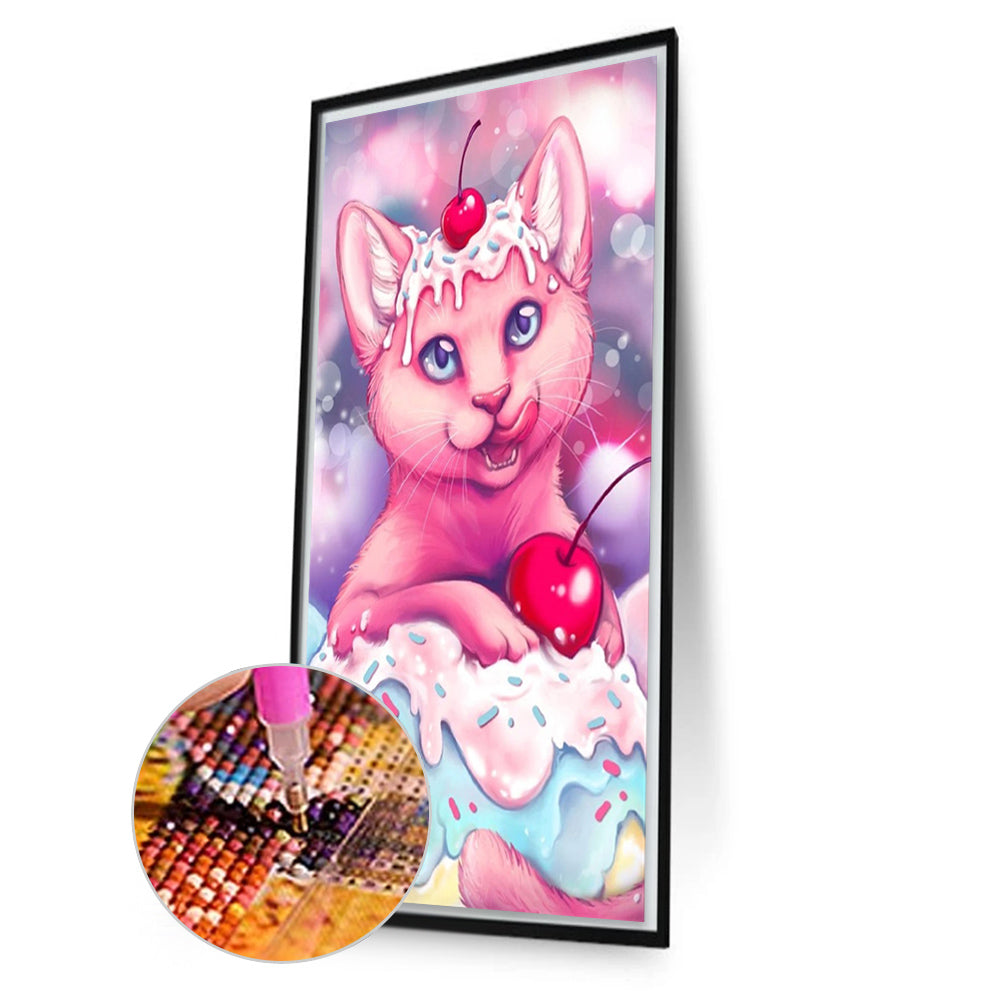 Cake Kitten - Full AB Round Drill Diamond Painting 40*70CM