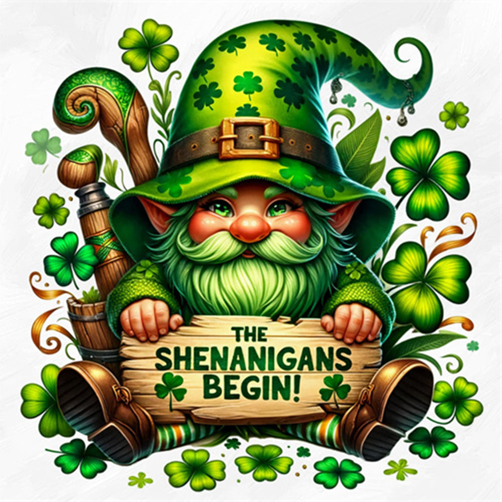 St. Patrick'S Day Gnome - Full Square Drill Diamond Painting 40*40CM