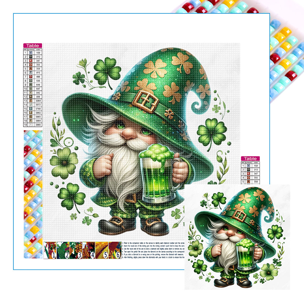 St. Patrick'S Day Gnome - Full Square Drill Diamond Painting 40*40CM